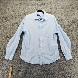 Old Navy Shirt Mens Medium Light Blue Regular Fit Linen Blend Long-Sleeve